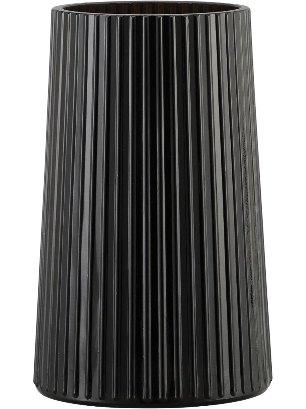 8 Inches Modern Black Glass Vase Flower Bouquet Living Room Bedroom Home Deco